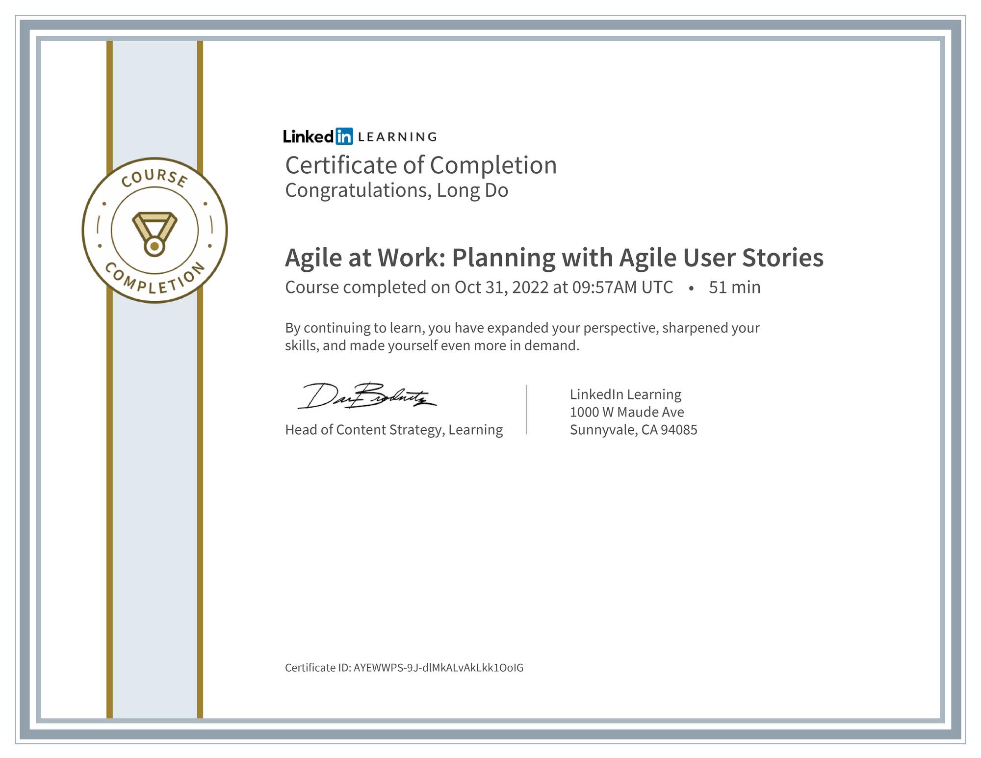 Agile at Work: Planning with Agile User Stories